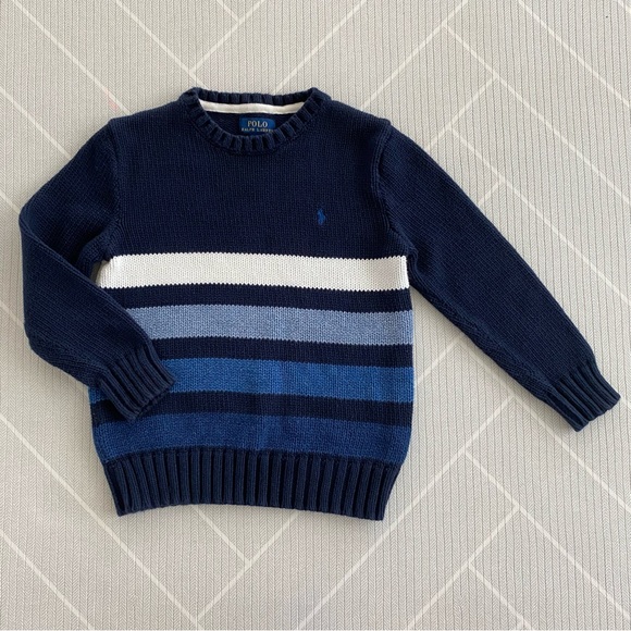 Polo by Ralph Lauren Navy Striped Sweater Boy's size 7 - Picture 1 of 6